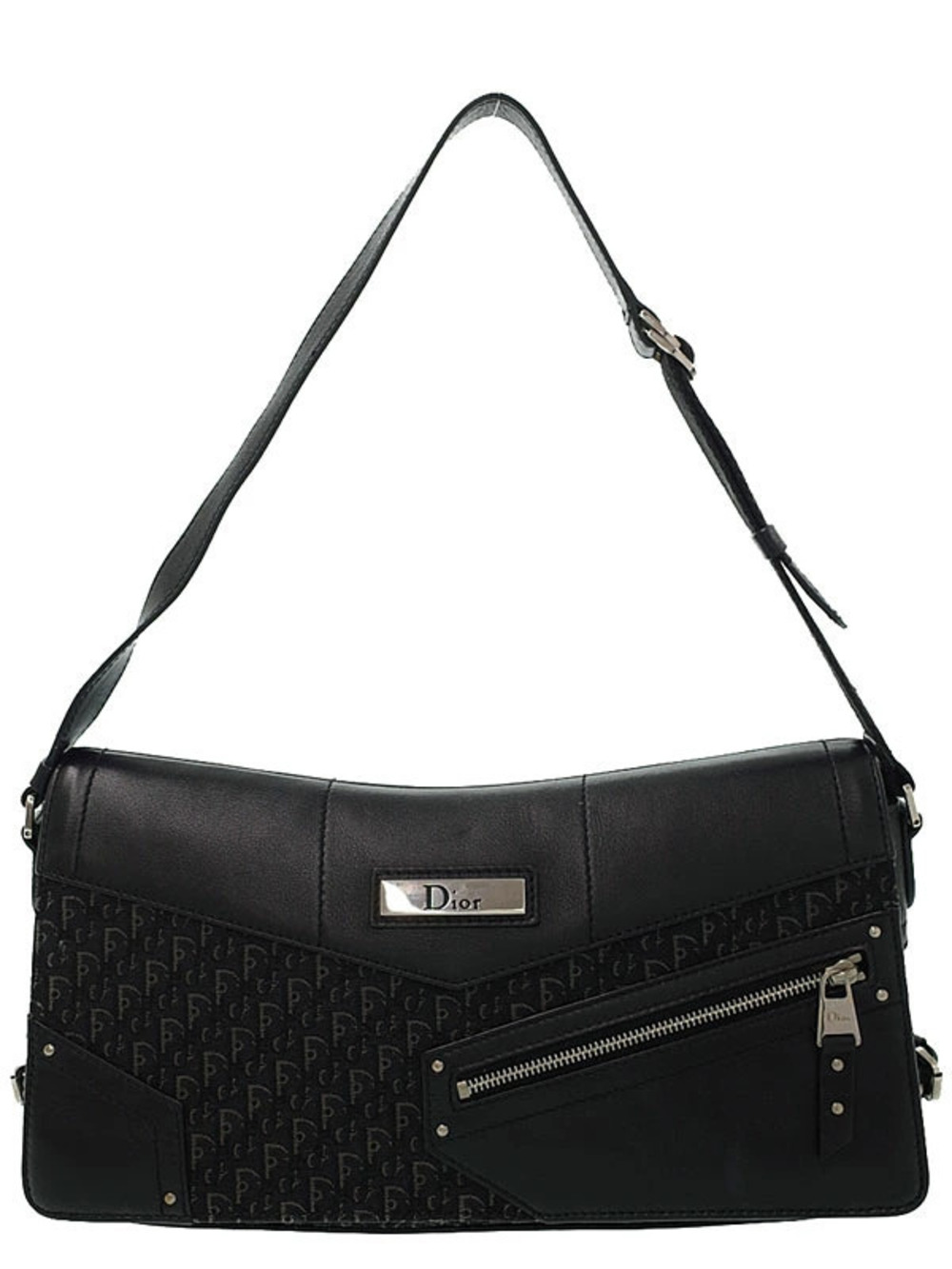 Christian Dior Black Trotter Monogram Street Chic Shoulder Bag John Galliano